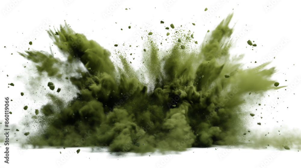 Dry Soil explosion with dirt and cloud smoke. Isolated on white background. Dirty ground abstract spread with flying particles Dry Soil explosion with dirt and cloud smoke. Isolated on white background. Dirty ground abstract spread with flying particles