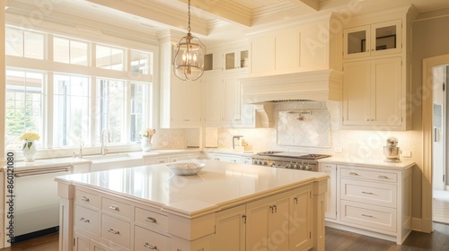 Modern White Kitchen in Estate Home 