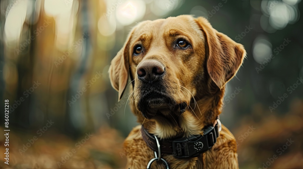 a dog with a dog collar looking at the camera a dog with a dog collar looking at the camera