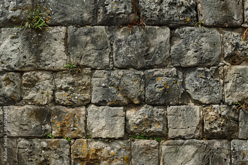 Fototapeta premium A wall made of stone with a brown and white color