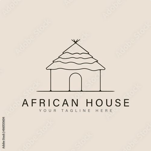 african house line art logo icon and symbol vector illustration minimalist design.