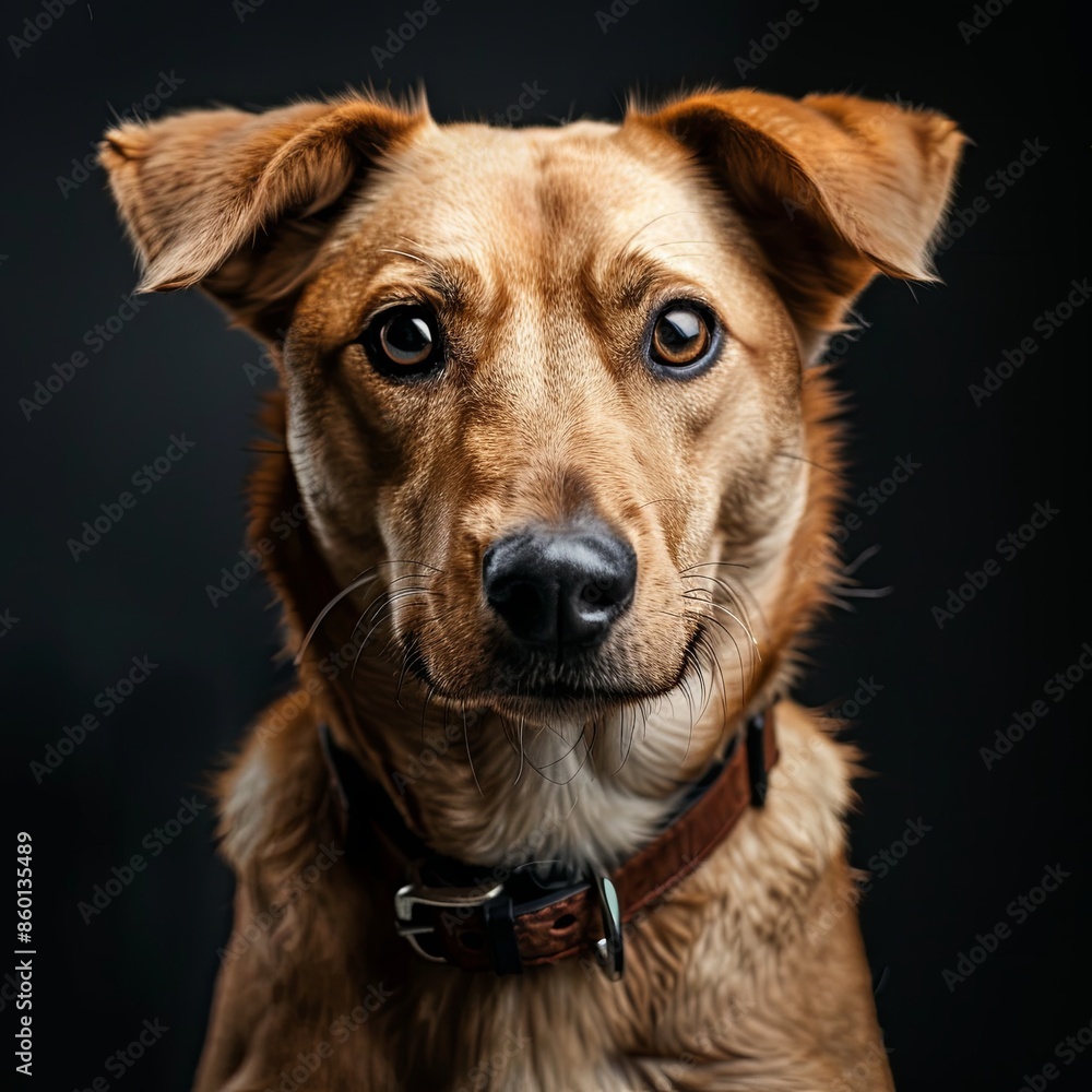 a dog with a dog collar looking at the camera a dog with a dog collar looking at the camera