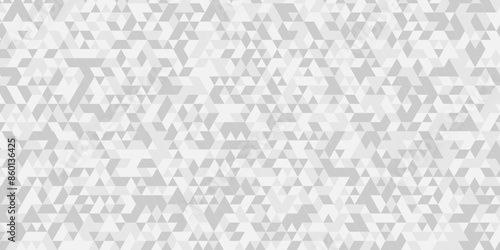 Vector geometric seamless technology gray and white triangle element light background. Abstract digital grid light pattern white Polygon Mosaic triangle Background, business and corporate background