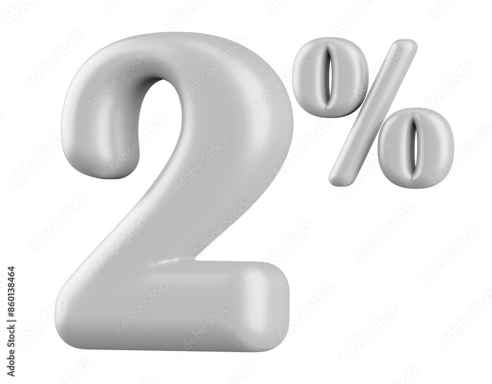 2 Percent Off Sale Silver Number 3D 2 Percent Off Sale Silver Number 3D