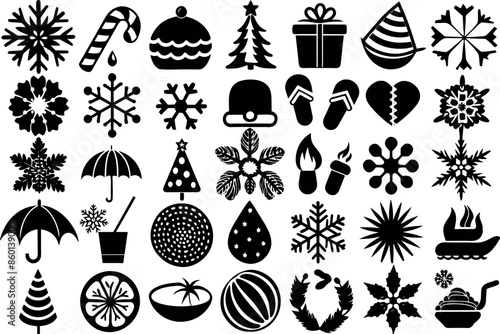 Holiday & Seasons related concept editable stroke outline icons isolated on white background flat vector illustration