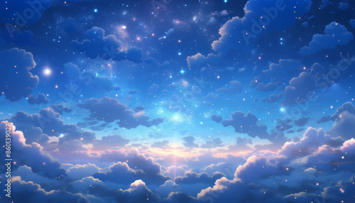 Beautiful cartoon illustration of starry sky	
