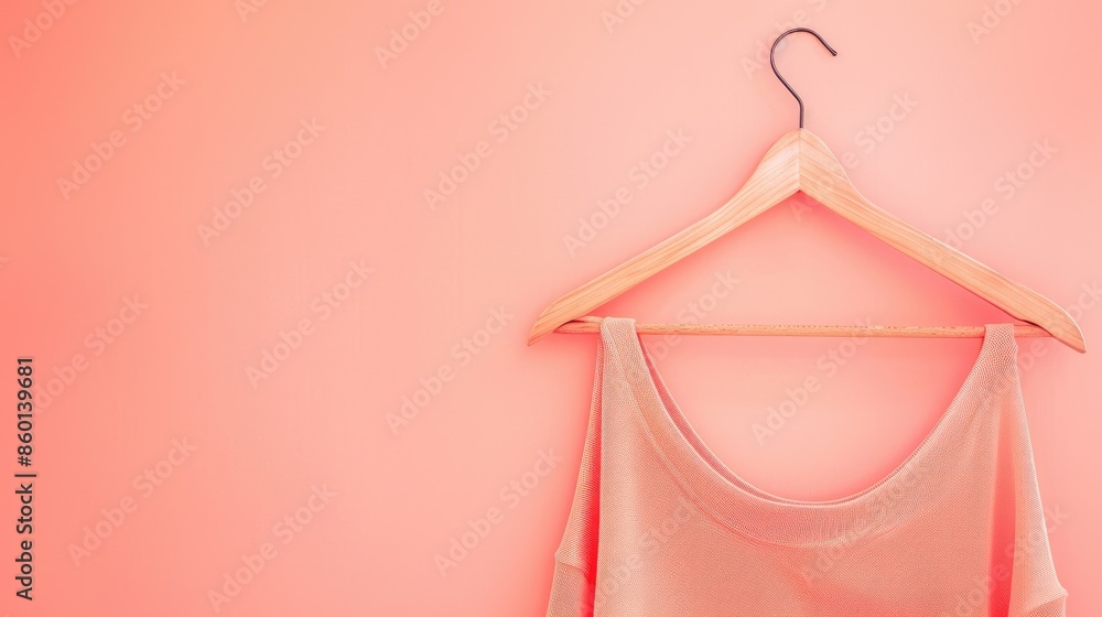 Wooden Hanger Isolated on Pink Pastel Background Wooden Hanger Isolated on Pink Pastel Background