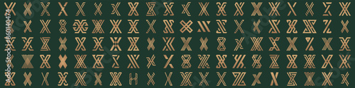 Mega collection letter x logo design. modern logotype x design with gold color. vector illustration
