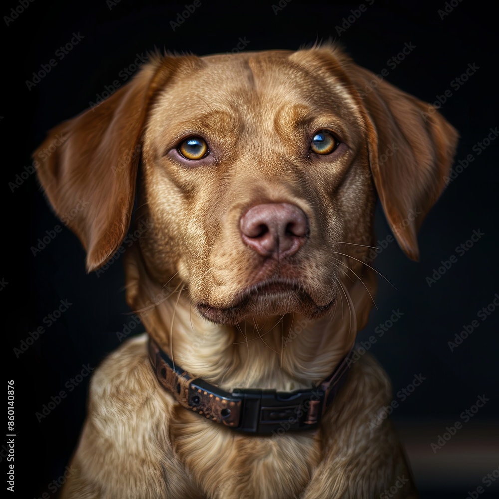 a dog with a dog collar looking at the camera a dog with a dog collar looking at the camera