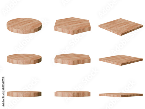 Fototapeta Naklejka Na Ścianę i Meble -  Simple wood podium contain 9 podiums