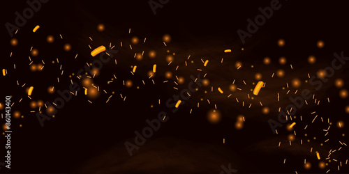 Fire smoke flame effect overlay sparks background. Sparks and dross in middle. Website design, social networks, advertising materials, packaging. Vector illustration.