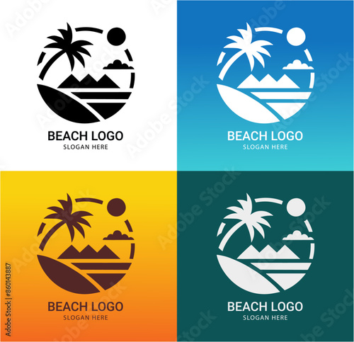 “BEACH LOGO” design, Beach Logo., Summer beach icon, Summer background.