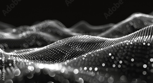 Abstract Black and White Digital Wave Pattern