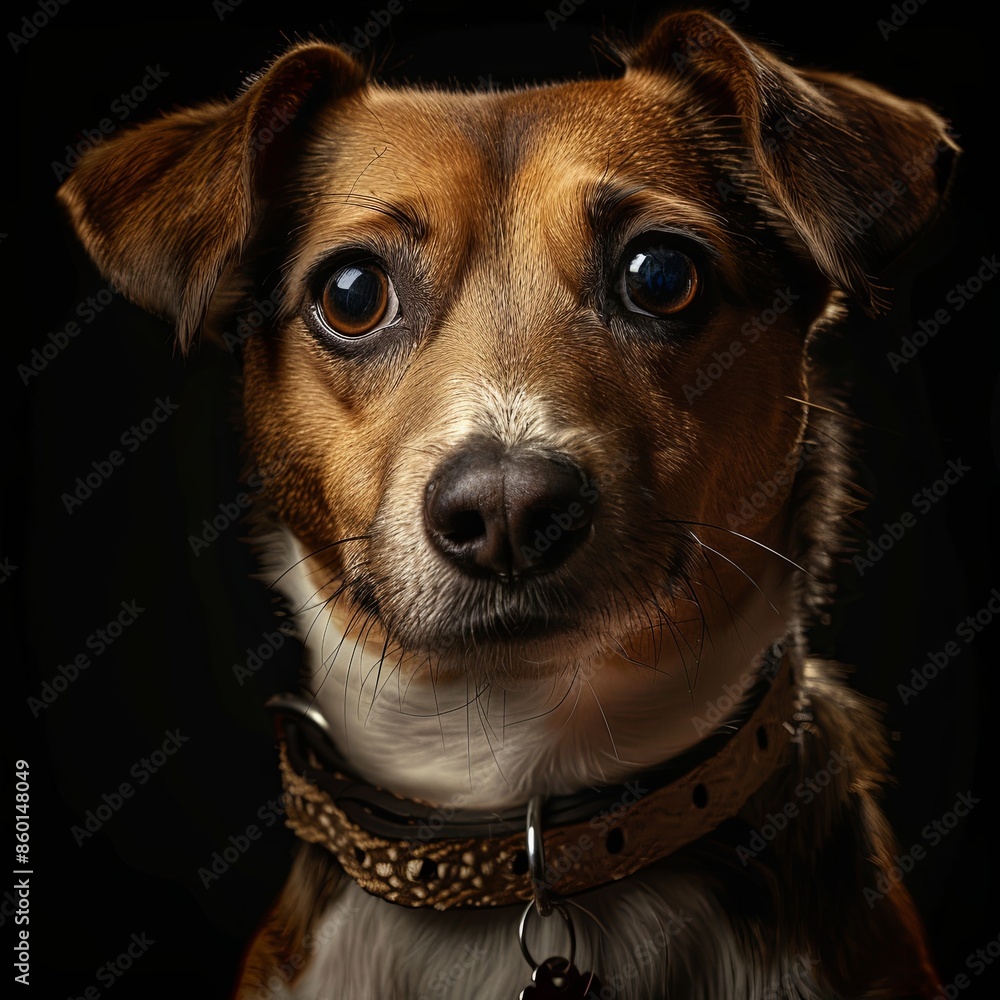 a dog with a dog collar looking at the camera a dog with a dog collar looking at the camera