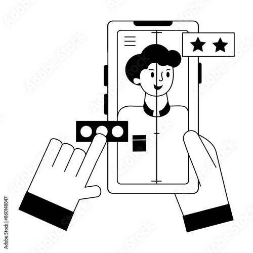 Modern line mini illustration of photo editing 

