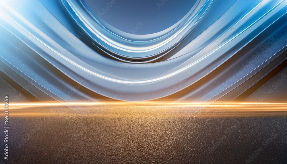 3d render abstract blue background with glowing curvy lines illuminated ...