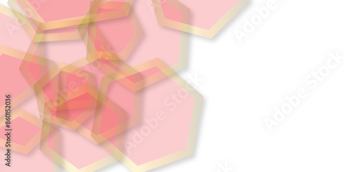 Abstract trendy technology of gradient white, pink and gold lines hexagonal element pattern artwork design background.  Vector illustration. Use for ad, poster, presentation, print, artwork. 