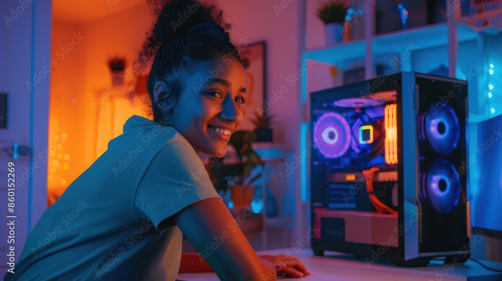 The gamer with colorful setup The gamer with colorful setup