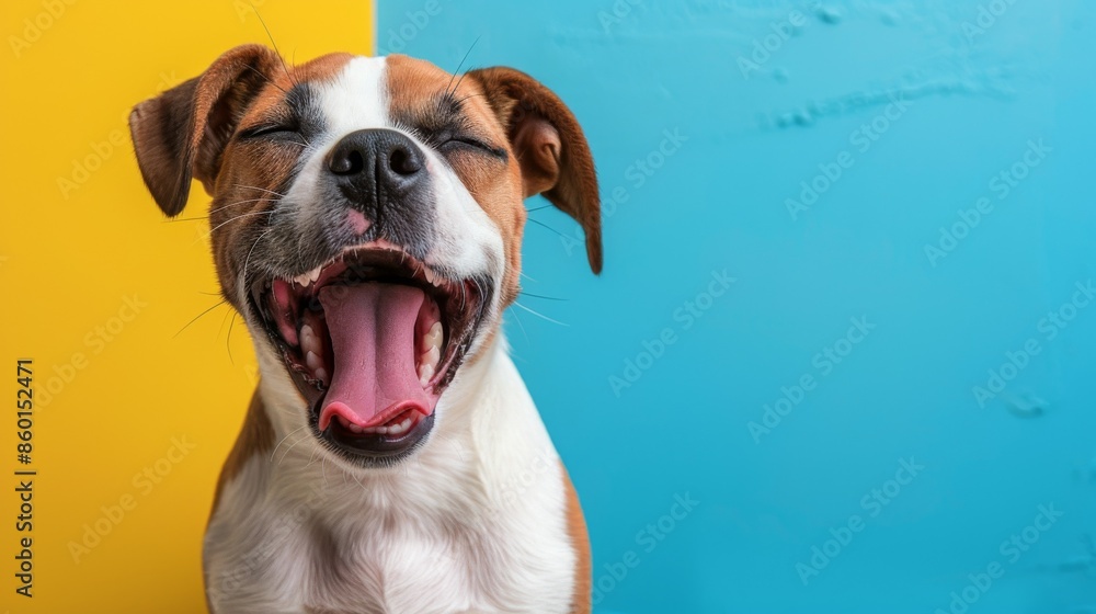 Pitbull Terrier close-up. In a vibrant blue background photo studio. Canine. Dog. Pet.
Pitbull Terrier close-up. In a vibrant blue background photo studio. Canine. Dog. Pet.