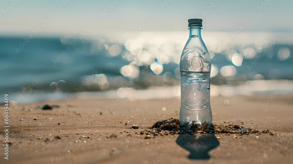 Tropical Refresh: Mineral Water Bottle on the Beach Tropical Refresh: Mineral Water Bottle on the Beach