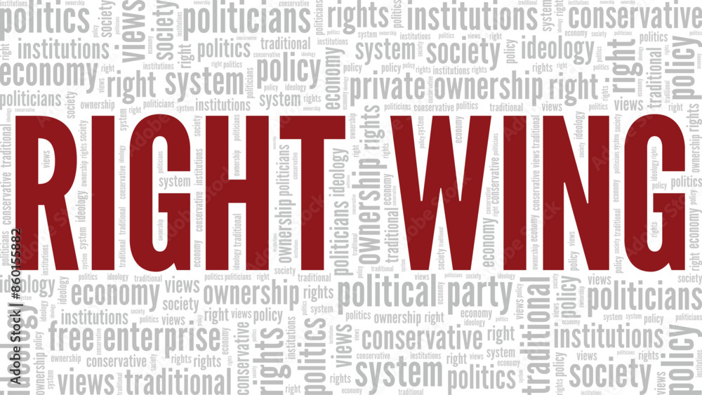 Right Wing word cloud conceptual design isolated on white background. Right Wing word cloud conceptual design isolated on white background.