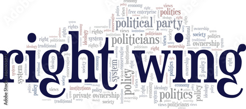 Right Wing word cloud conceptual design isolated on white background.