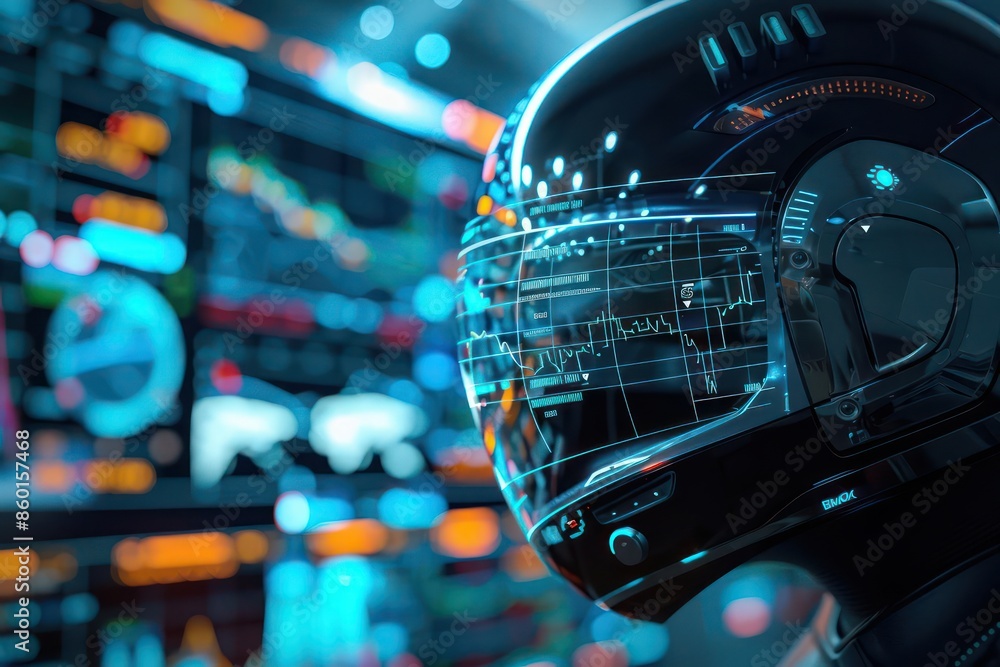 A futuristic helmet visor showing a digital overlay of Independence Day festivities with room for a caption A futuristic helmet visor showing a digital overlay of Independence Day festivities with room for a caption