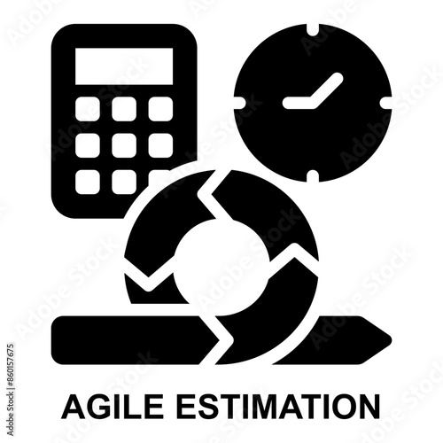 estimation, project estimation, calculation, agile, project management, estimate solid glyph icon