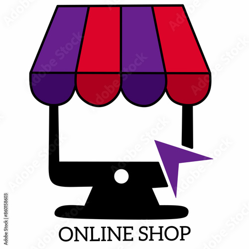 illustration of monitor and computer online shop