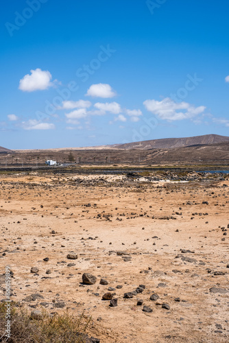 esert landscape, mountains and desert. Lanzarote, Canary Islands, Spain.