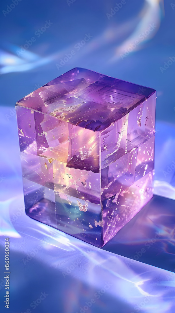 3d crystal glass cube with refraction and holograph 3d crystal glass cube with refraction and holograph