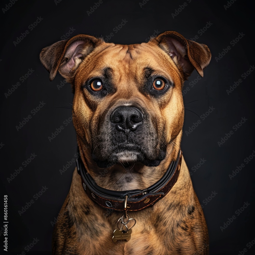 a dog with a dog collar looking at the camera a dog with a dog collar looking at the camera