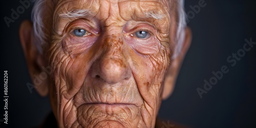 A portrait of an elderly man shows weathered features and deep wrinkles. Concept Portrait Photography, Elderly Man, Wrinkles, Weathered Features, Emotional Depth