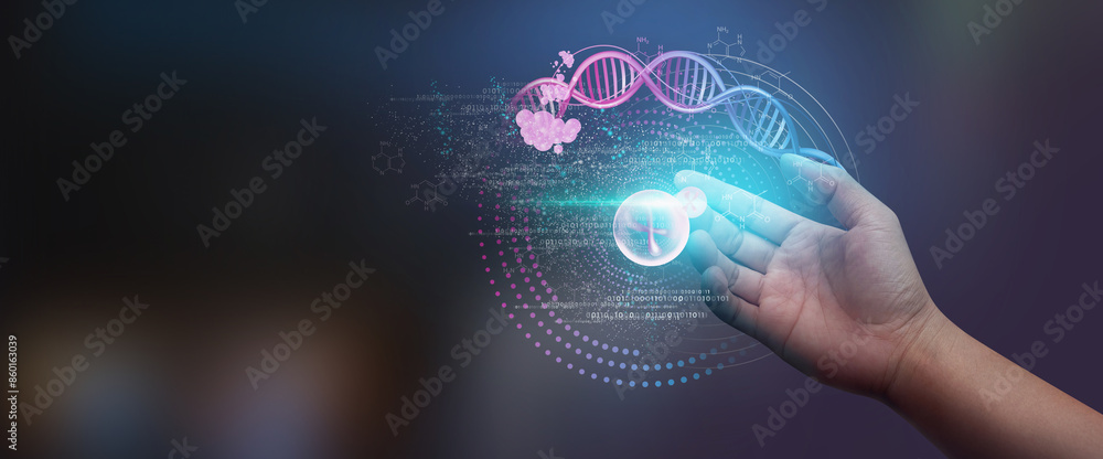 DNA helix concept of new ideas with Digital Virtual analysis chromosome DNA test of human in situations disease COVID-19 virus on hands in 3D illustration. Of free space for texts and creativity. DNA helix concept of new ideas with Digital Virtual analysis chromosome DNA test of human in situations disease COVID-19 virus on hands in 3D illustration. Of free space for texts and creativity.
