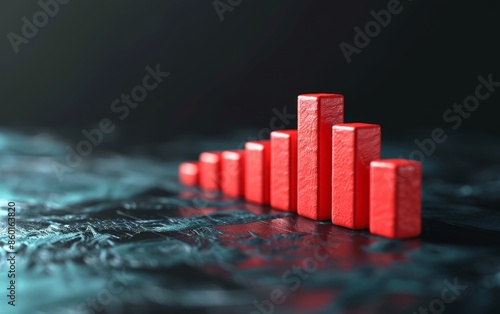 3D clay render of a quarterly earnings histogram, isolated on a cool grey background