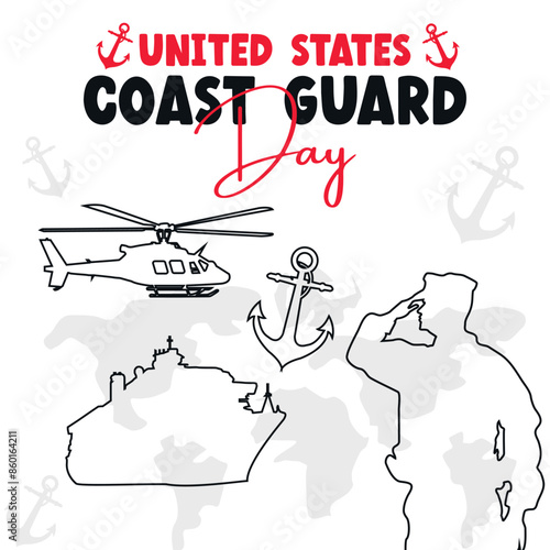 creative flat united states coast guard for illustration background