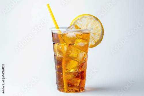 the cup of a iced tea, isolated on white background