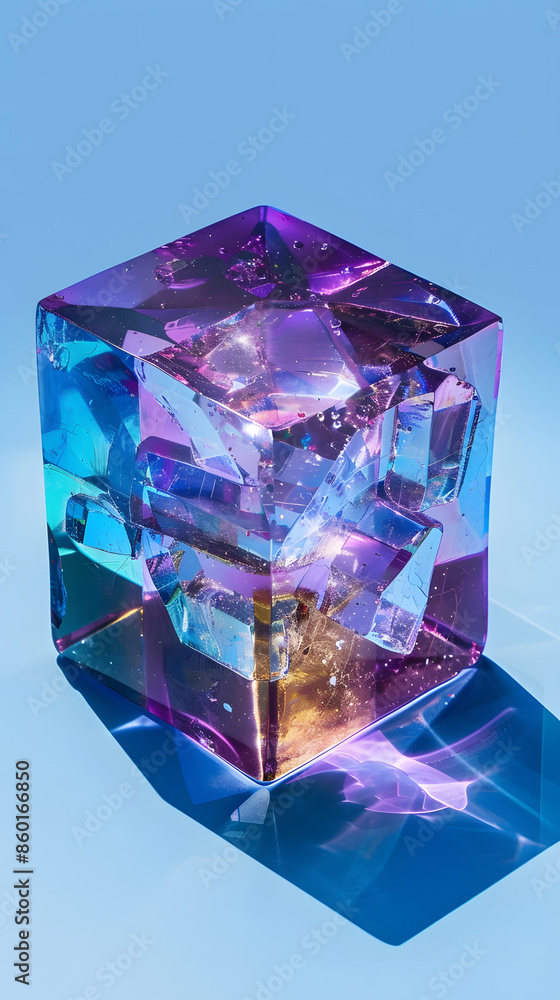 3d crystal glass cube with refraction and holograph 3d crystal glass cube with refraction and holograph