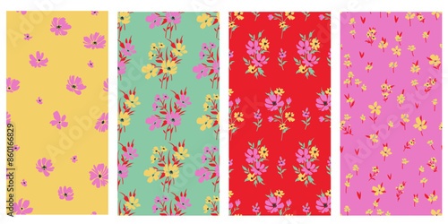 Seamless spring vector pattern with floral motif for dress fabric