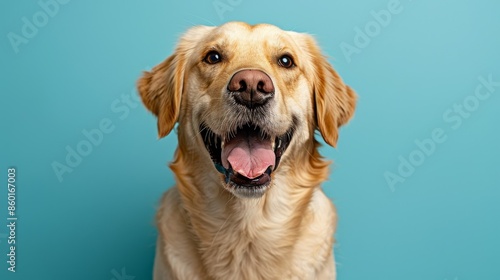 Labrador Retriever. Isolated against a vibrant blue background. Canine. Dog. Pet. Golden Retriever. 