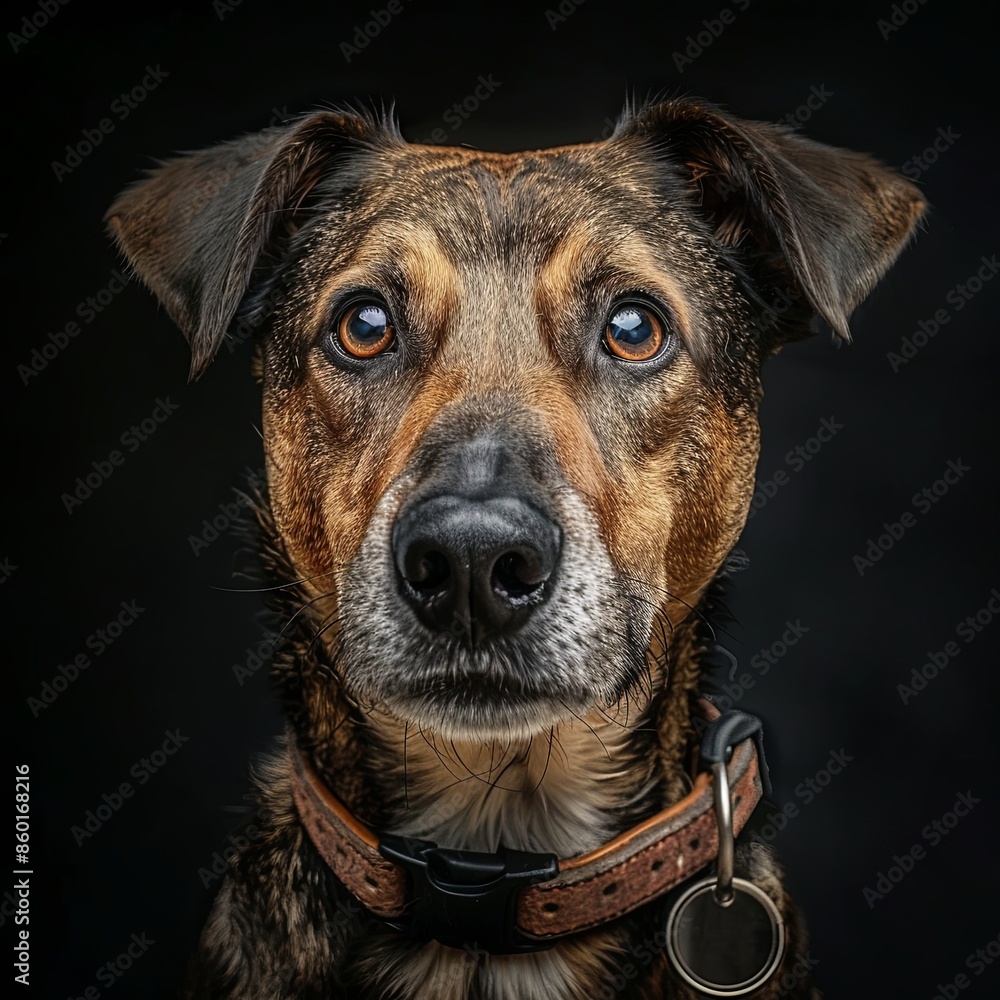 a dog with a dog collar looking at the camera a dog with a dog collar looking at the camera