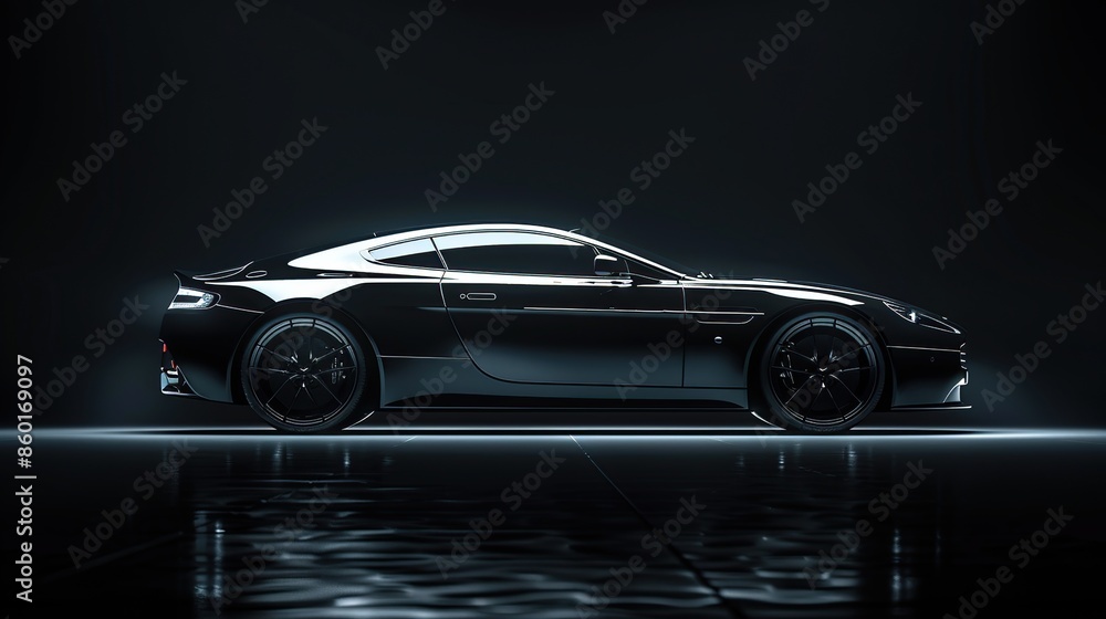 Fototapeta premium Black Sports Car in a Dark Setting