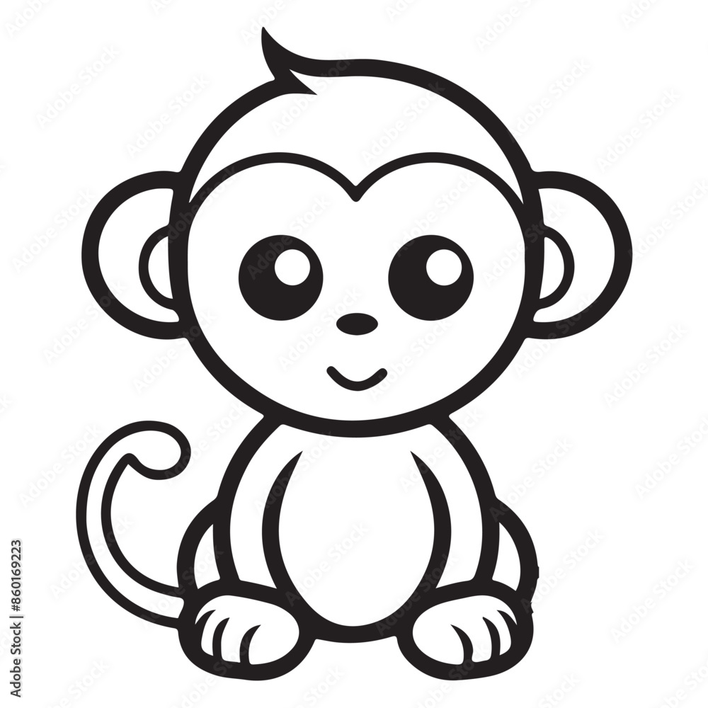 Obraz premium monkey single Line Icon Vector Design outline 