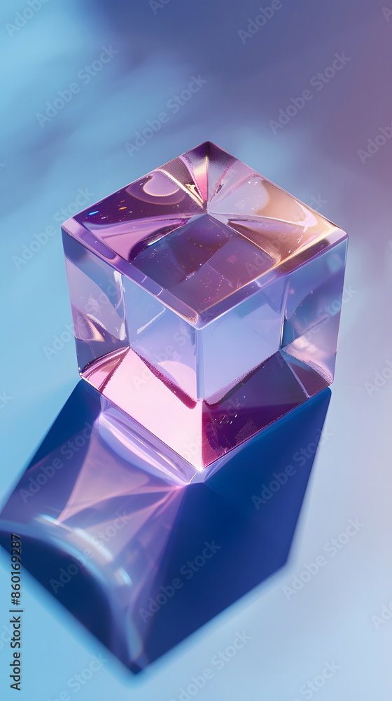 3d crystal glass cube with refraction and holograph 3d crystal glass cube with refraction and holograph