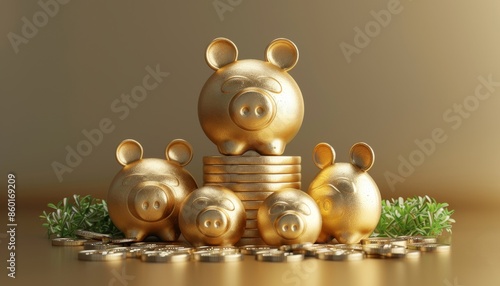 3D annuities, financial products for retirement, isolated on a solid background