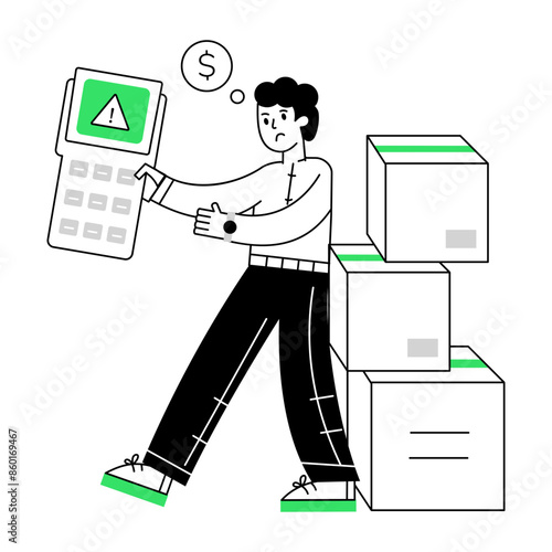 Trendy outline mini illustration of payment failed 

