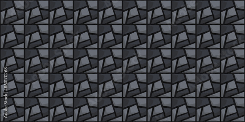 A black and gray patterned background with a few white squares