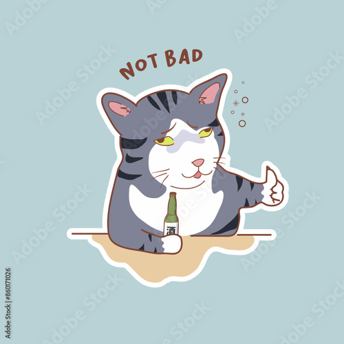 goofy cat 02 : cute vector sticker featuring adorable cat motif good for stickers or emoji etc photo