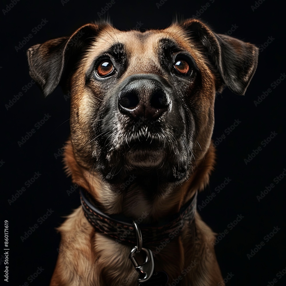 a dog with a dog collar looking at the camera a dog with a dog collar looking at the camera