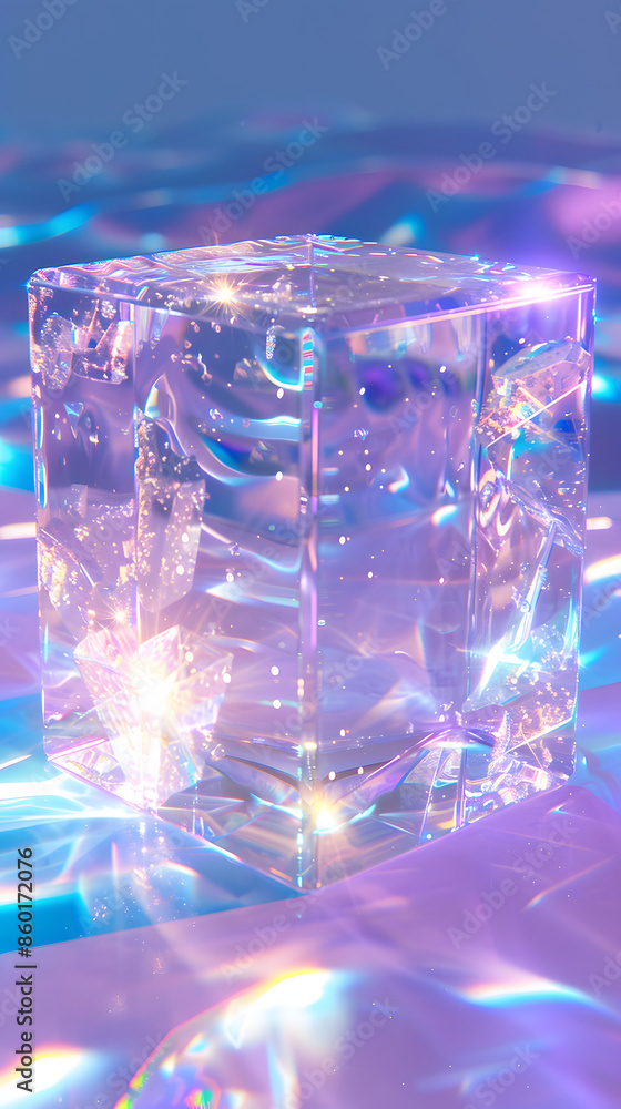 3d crystal glass cube with refraction and holograph 3d crystal glass cube with refraction and holograph